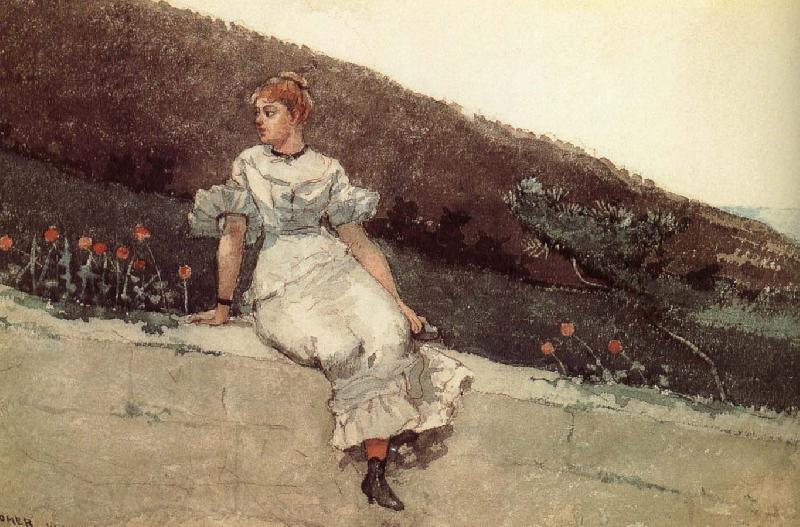 Winslow Homer A woman sitting on a park wall